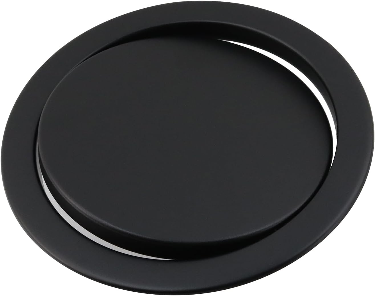 Antrader Built-in Countertop Trash Bin Waste Lid Balance Flap Cover,Round Recessed Countertop Flap Lid Trash Bin for Restaurant Home Hotel Kitchen,Black (1Pcs)
