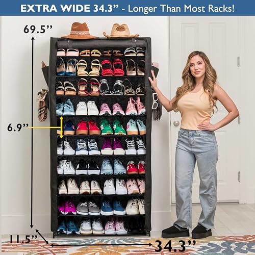 Sundaze Shoe Rack with Cover - 10 Tier Shoe Rack for Front Door Entrance
