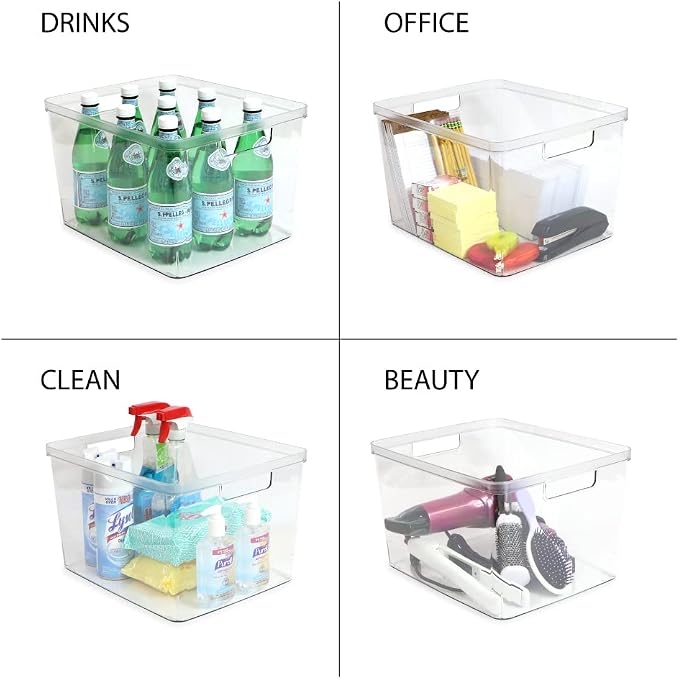 Isaac Jacobs 2-Pack Extra-Large Clear Storage Bins w/Cutout Handles, Plastic - Image 4
