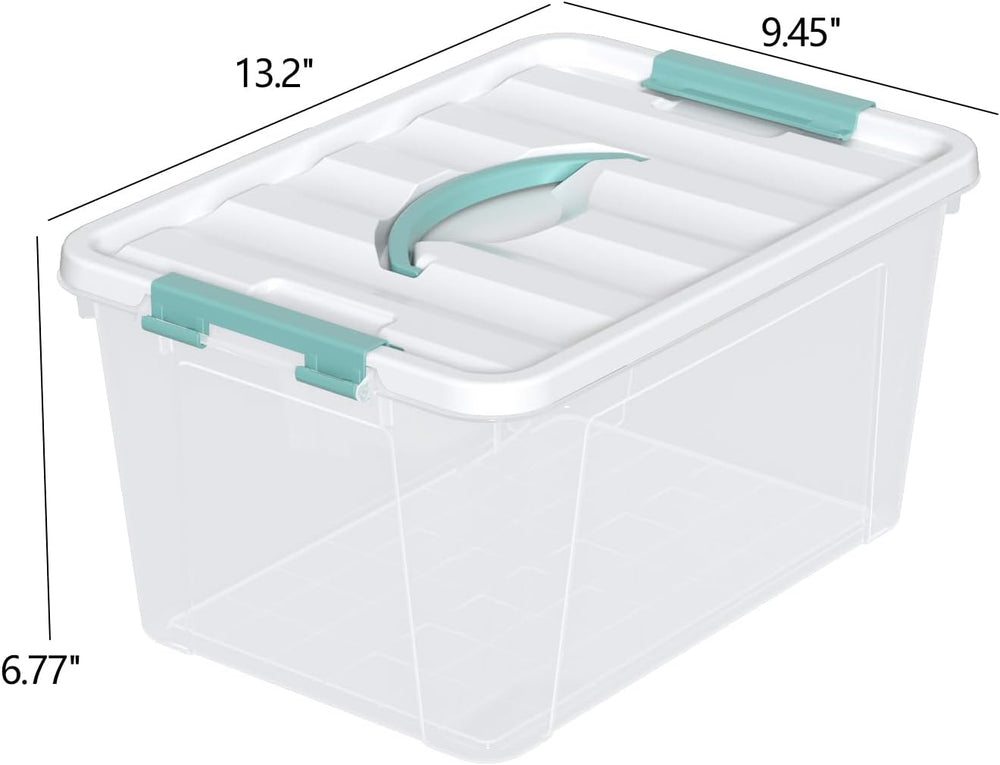14 Quart Clear Storage Boxes with Handles, Plastic Latching Bins with Lids, 6...