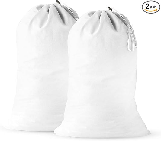 2 Pack - Extra Large Cotton Laundry Bag, Heavy Duty Large Laundry Bags 24 x 36 by QUBA+LINEN