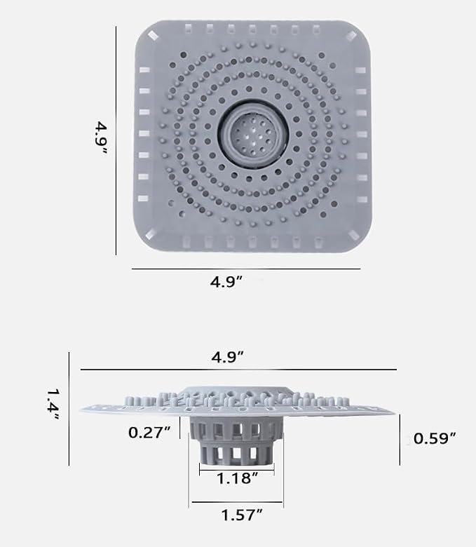 Drain Hair Catcher, Bathtub Drain Protecto 2 PCS （Gray Square） - Image 7