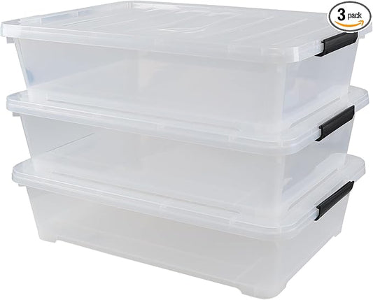 3-Pack 50 Quart Under the Bed Low Profile Storage Boxes, Large Under Bed by Yesdate