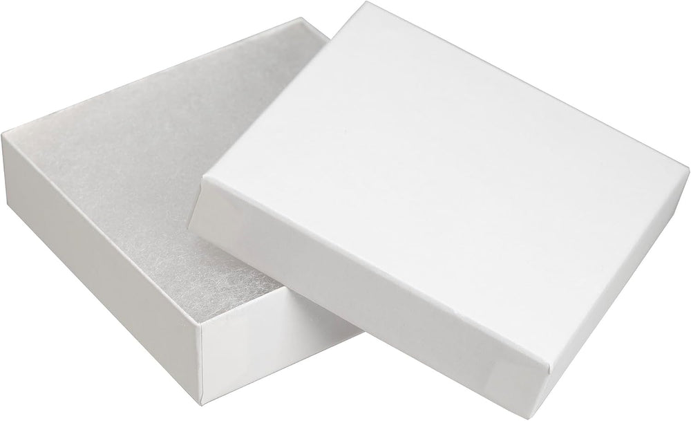 JPB Matte White Cotton Filled Jewelry Box #33 (Case of 100) 3.5 inches x 3.5 ...