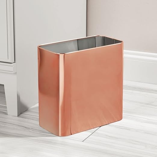 mDesign Small Metal 2.4 Gallon/9 Liter Trash Can Wastebasket Garbage Bin - Image 2