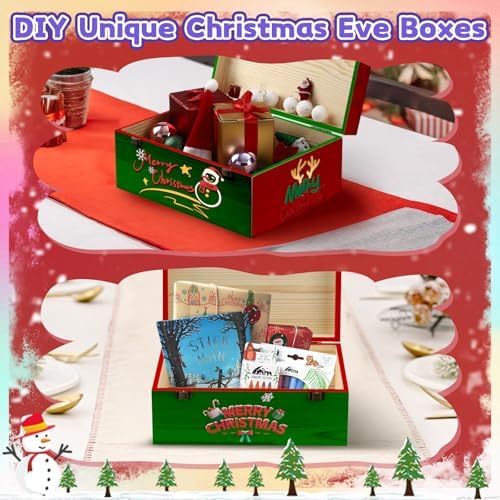 Large Unfinished Wooden Boxes Set of 2 Sizes Wood Box with Hinged Lid
