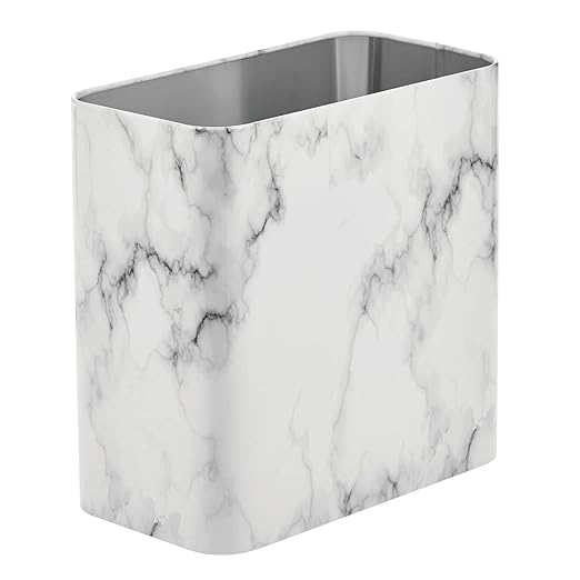 mDesign Metal Wastepaper Bin — Compact Rectangular Bathroom Bin — Rubbish Basket by mDesign