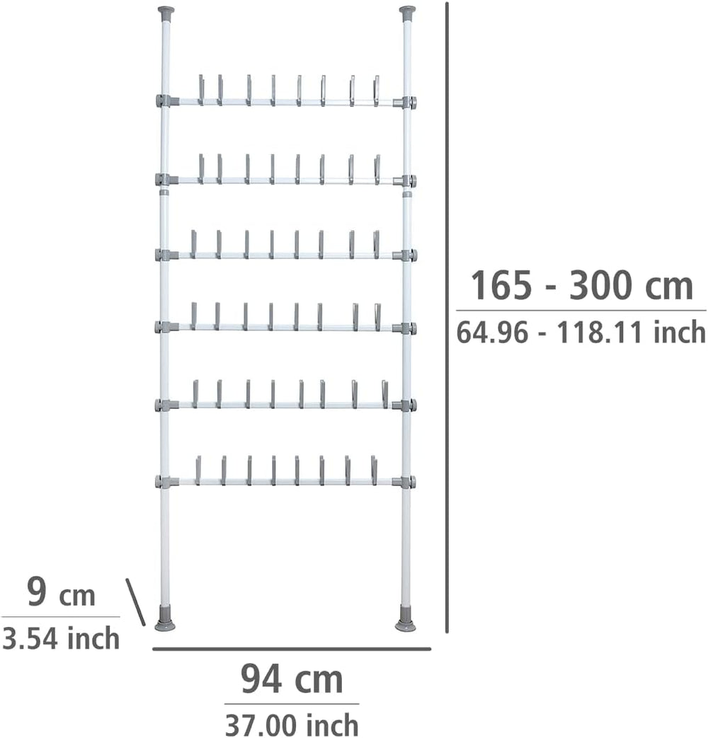 Wenko Adjustable Organizer Shoe Rack, White/Grey, 94 x 165-300 x 9 cm