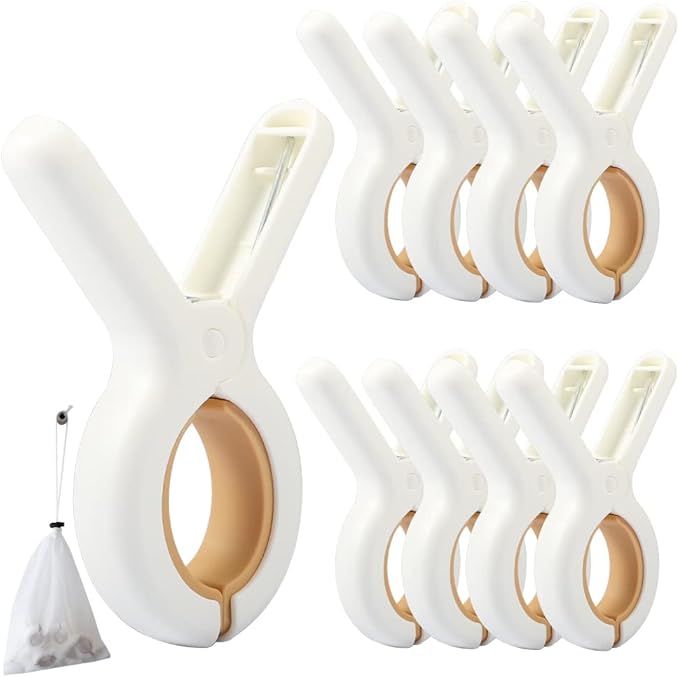 9 PCS Beach Chairs Towel Clips, Quilt Drying Clip, Plastic Clothespins by PAMISO
