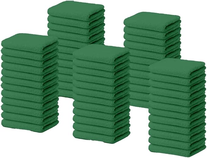 Terry Bar Mop Towels Green Value Pack of 60, Size 14"x17" Absorbent and Durable by TOALLA