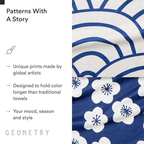 GEOMETRY Kitchen Tea Towels - Quick Dry Microfiber Dish Towels for Kitchen Every Bloom, 18" x 30" 2 Pack
