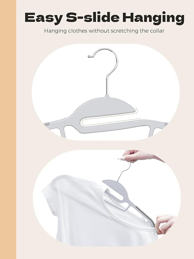 HOUSE DAY Grey Plastic Hangers 30 Pack, Slim Space Saving, Non Slip Clothes - Image 5