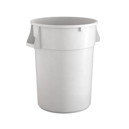 44 Gallon White Round Commercial Trash Can by Krollen+Industrial