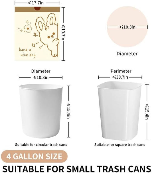 4 Gallon Trash Bags with Cute Rabbit Printed & Drawstring, Tear-Resistant Small - Image 2