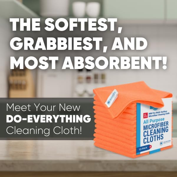 12" x 12" MW Pro Multi-Surface Microfiber Cleaning Cloths | Orange - Image 2