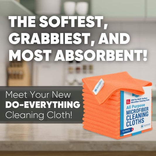 12" x 12" MW Pro Multi-Surface Microfiber Cleaning Cloths | Orange - Image 2