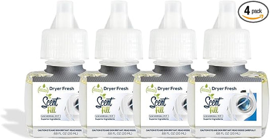 Scent Fill Dryer Fresh Plug in Air Freshener, 4 Scented Oil Refills by ScentFill