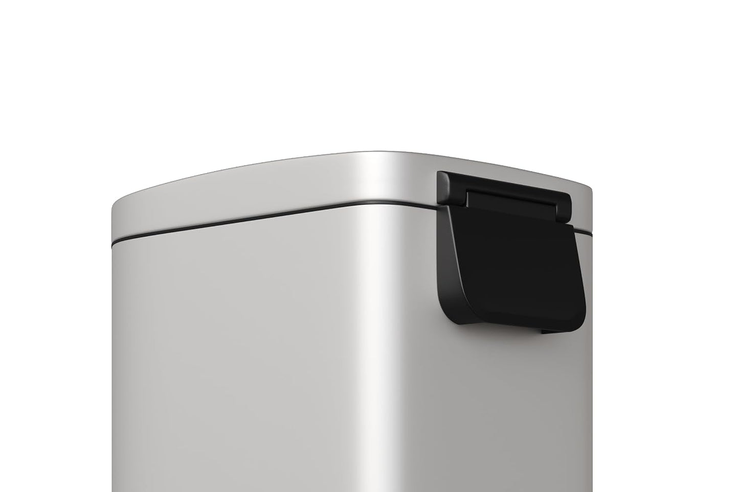 Garvee 1.6 gal / 6 L Metal Bathroom Trash Can with Lid, Slim Waterproof Garbage Can for Bedroom, Small Step-on Trash Bin with Inner Bucket, Rear Handle, Soft Close Lid, White