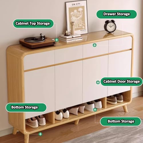 6 Tier Wooden Shoe Cabinet,Storage Cabinet with Drawers Narrow Shoe Cabinet S...