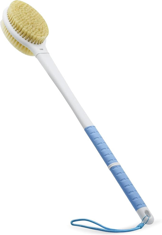 Shower Brush with Soft and Stiff Bristles, 20.5" Extra Long Handle Dual-Sided by HONOMA