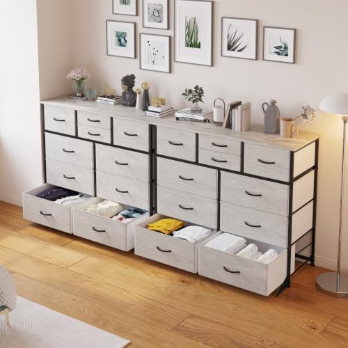 LUMTOK 10 Drawers Dresser with Fabric Bins for Bedroom,Closets，Greige