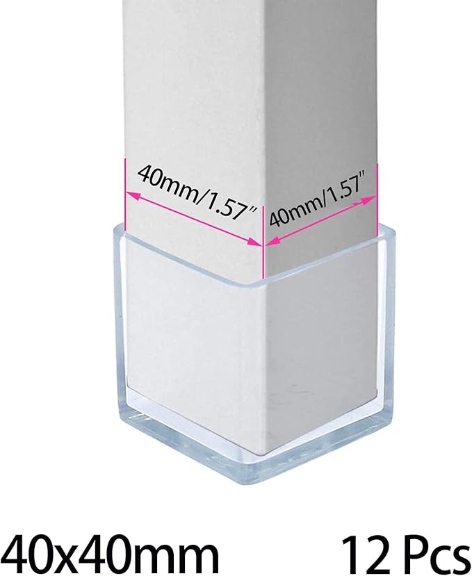 12 Pcs Transparent Square Anti-Slip Rubber Leg Tips Chair Leg Caps Furniture - Image 2