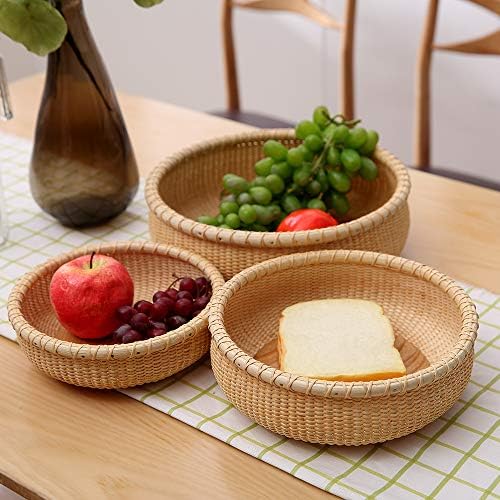 Open Round Nantucket Basket Fruit Basket Desktop Organizer Bread Basket stave...
