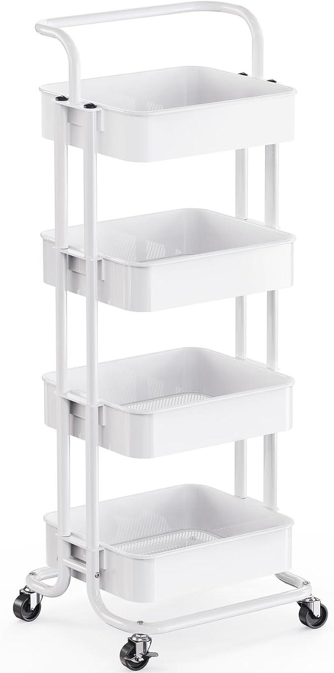Pipishell 4 Tier Mesh Utility Cart, Rolling Metal Organization Cart by Pipishell