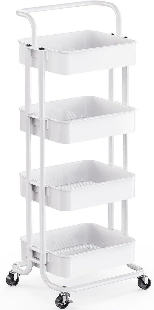 Pipishell 4 Tier Mesh Utility Cart, Rolling Metal Organization Cart by Pipishell