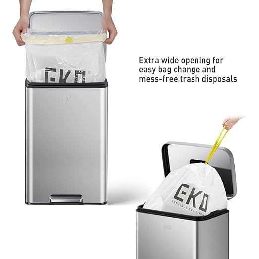 EKO Madison Matte Stainless 50 Liter/13.2 Gallon Step Trash Can w/Inner Liner - Image 4