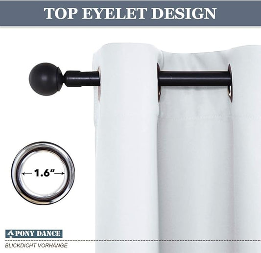 PONY DANCE Greyish White Room Darkening Kitchen Curtains 2 Panels Set, Thermal - Image 2