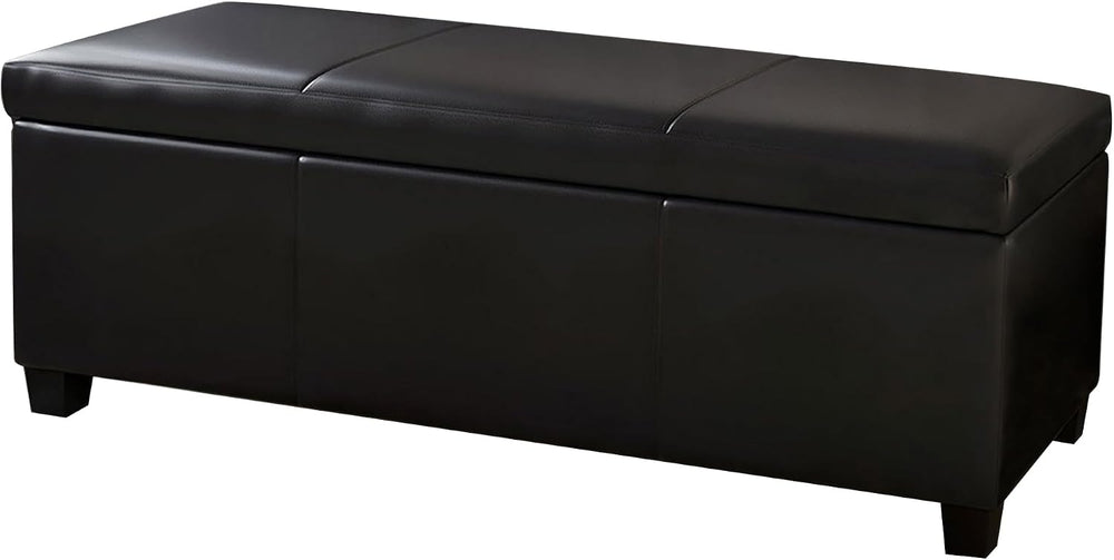 BELLEZE Storage Faux Leather Ottoman, 47 Inch Bench Bedroom Bench