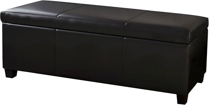 BELLEZE Storage Faux Leather Ottoman, 47 Inch Bench Bedroom Bench by BELLEZE