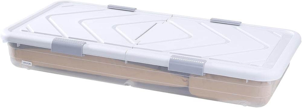 VEVOR Under Bed Storage with Wheels, 31.7 x 15.6 x 6.9 inch Underbed Containe...