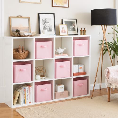 Cupic Cupid 6-Pack 11x11 Storage Cubes, Cube Storage Organizer, Pink | Foldable, Reinforced Front Handle, Holds Clothes, Toys, Blankets and More, Fits Closet, Cube Shelves, Nursery, Bedroom
