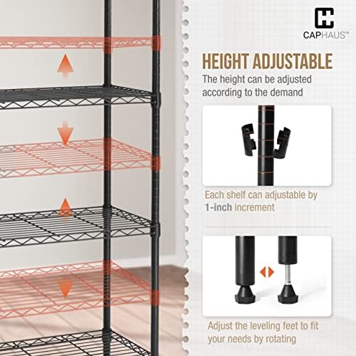 Fencer Wire NSF 2 to 4 Tier Stackable Wire Shelving Unit w/Baskets & Line...