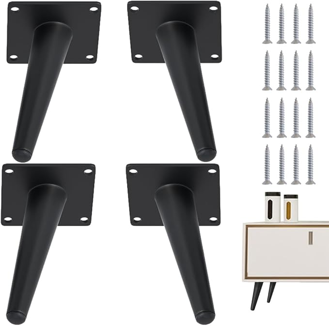 4PCS 5 Inch Matte Black Tapered Angled Legs by IURRDOP