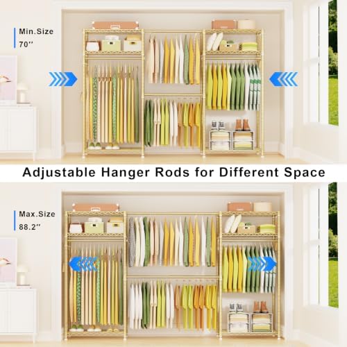 Ulif E1 Heavy Duty Closet Garment Rack, 6 Tiers Adjustable Clothing Storage