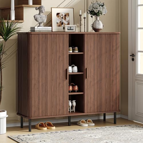 ONBRILL 48" Large Shoe Cabinet with 2 Sliding Doors & Open Storage, ...