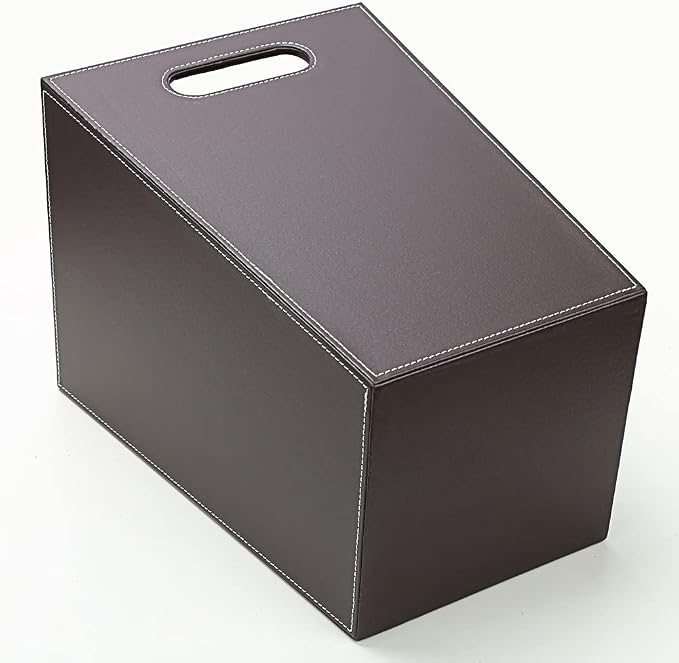 KINGFOM Classic Pu Leather Trash Can Wastebasket, Garbage Container Bin - Image 7