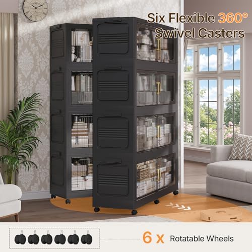 350Gal Extra Large Stackable Storage Bins with Lid, 1750QT Foldable Collapsib...