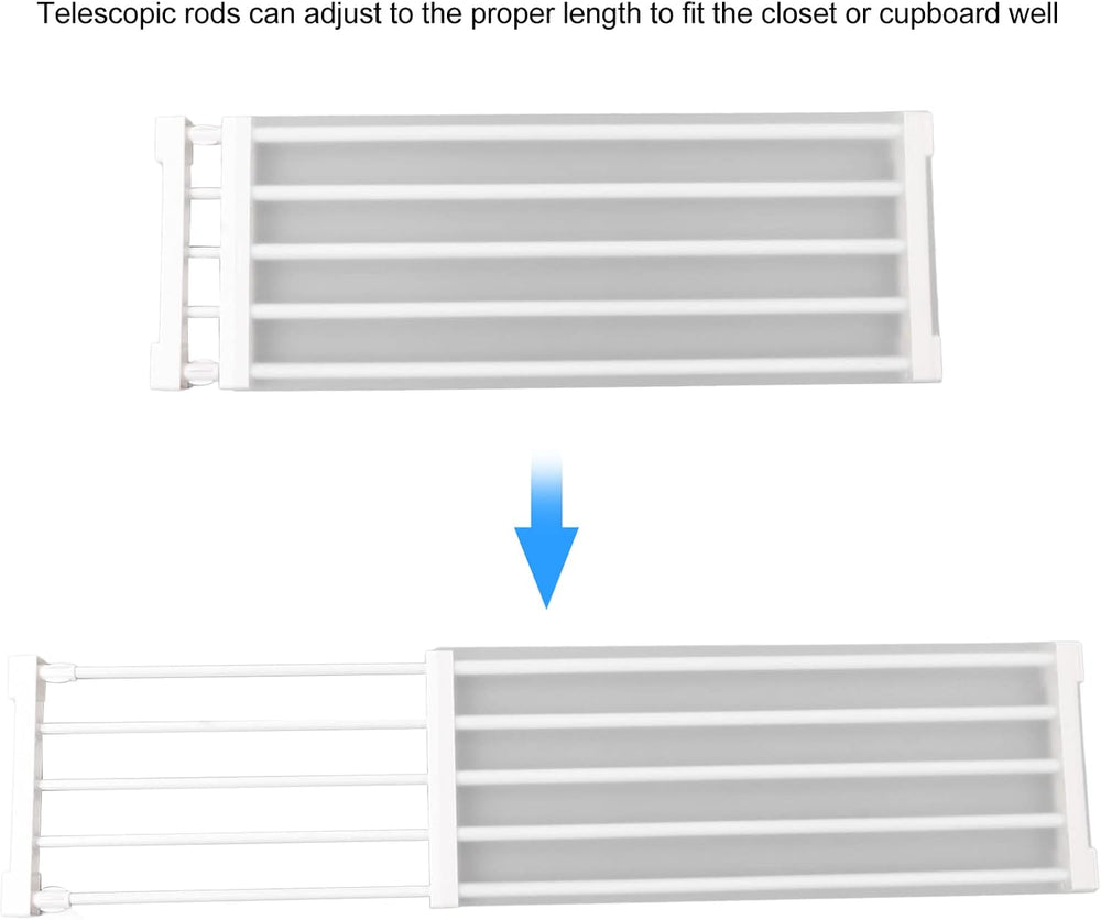 Expandable Closet Shelf, 20kg/44lb Load Adjustable Tension Rod Shelf Steel Tu...