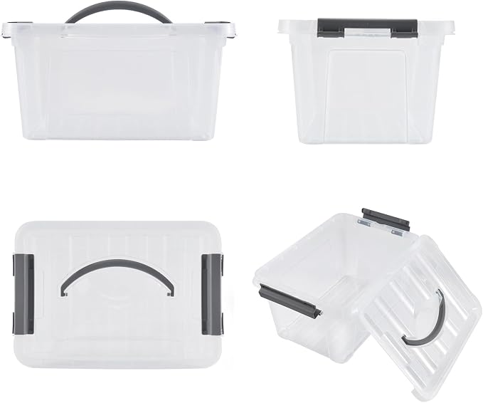 6 Quart Plastic Stackable Storage Latch Bins - Image 4