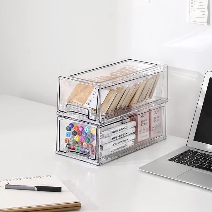 SIMPEXPE Stackable Storage Drawer, Pull Out Plastic Food Fridge Organizer Bins - Image 3