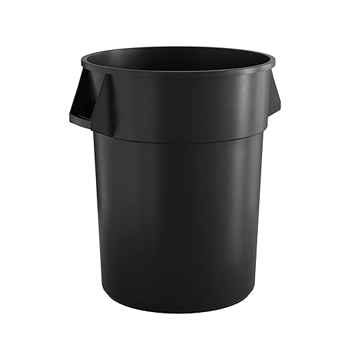 55 Gallon Black Round Commercial Trash Can by Krollen+Industrial