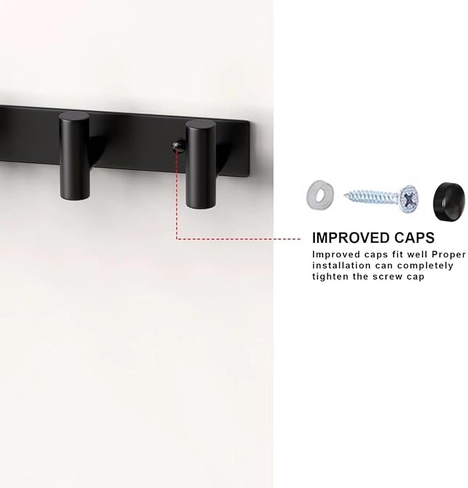 PMMASTO Coat Rack Wall Mounted, 5 "T Shaped Wall Hooks - Image 7