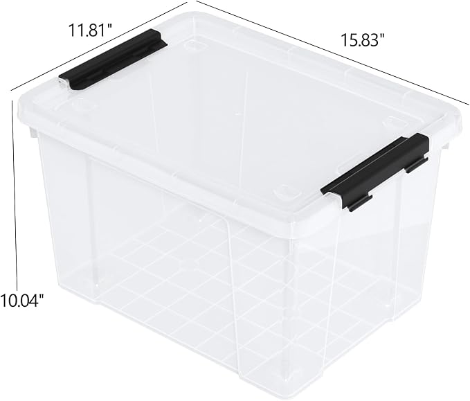 4 Pack 22 Quart Latch Box, Buckle Up Storage Box Set - Image 2