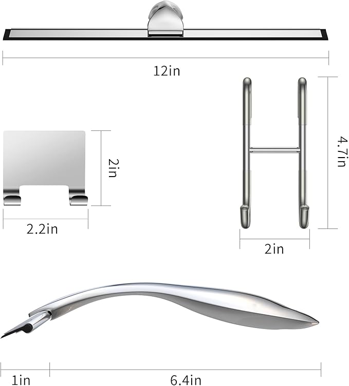 Shower Squeegee for Glass Door 12-Inch Stainless Steel Bathroom Squeegee Window - Image 2