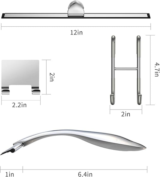 Shower Squeegee for Glass Door 12-Inch Stainless Steel Bathroom Squeegee Window - Image 2