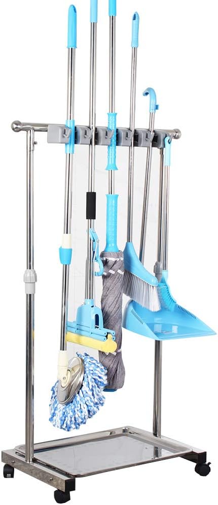 movable mop broom holder put wet mops floor standing cleaning tool rack by QTJH